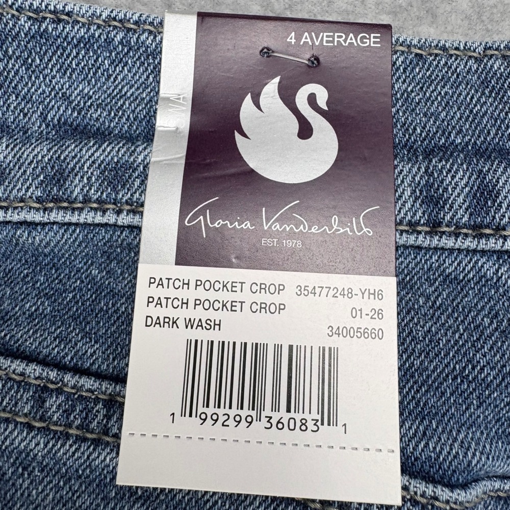 Gloria Vanderbilt Wide Leg Jeans Womens 4 Blue High Rise Dark Wash Cropped Boho - Picture 3 of 10